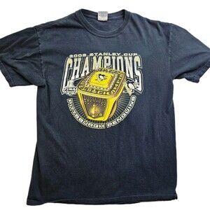 Pittsburgh Penguins Youth‎ Medium Black 2009 Stanley Cup Champion T-shirt